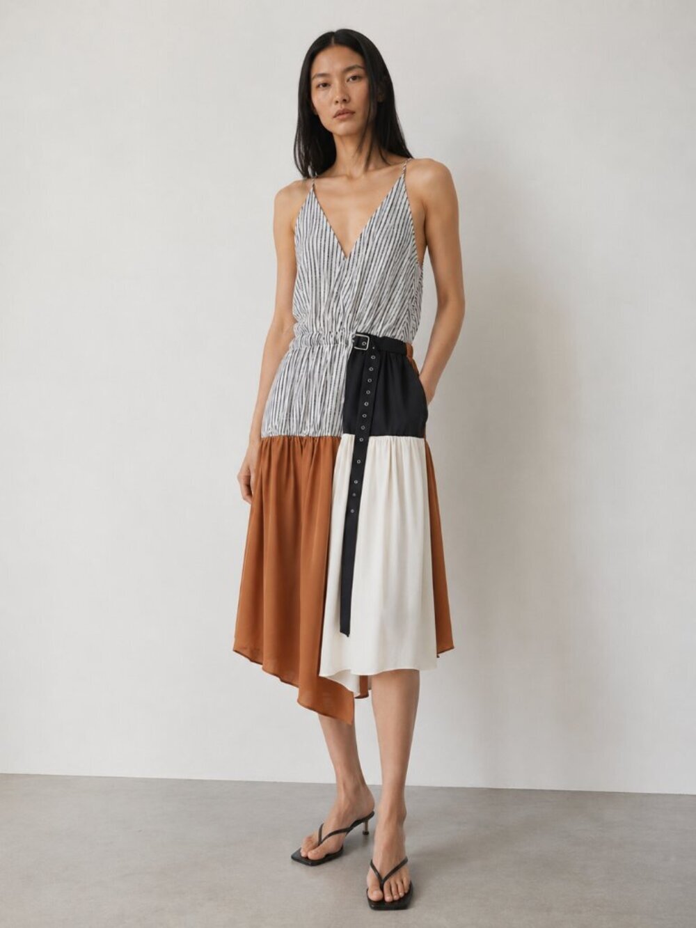 TIBI Camille Collage Wrap Slip Dress